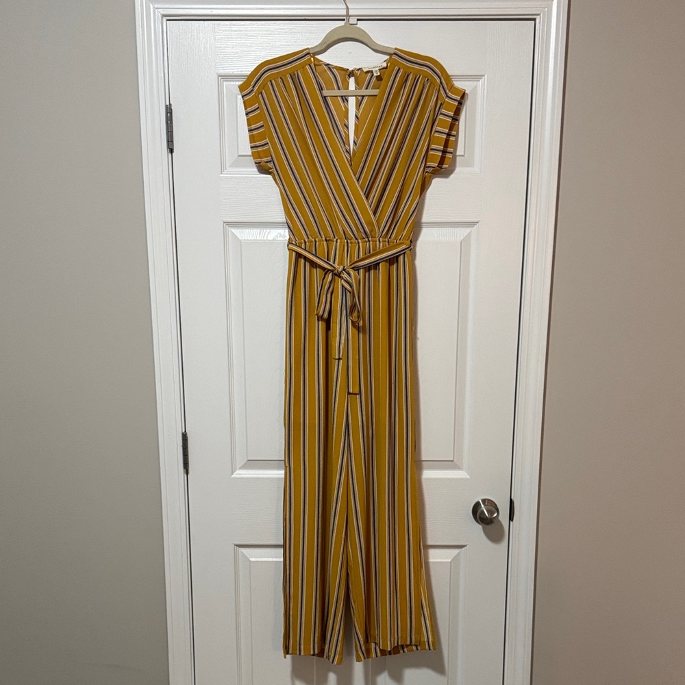 Monteau Mustard and White Striped Top